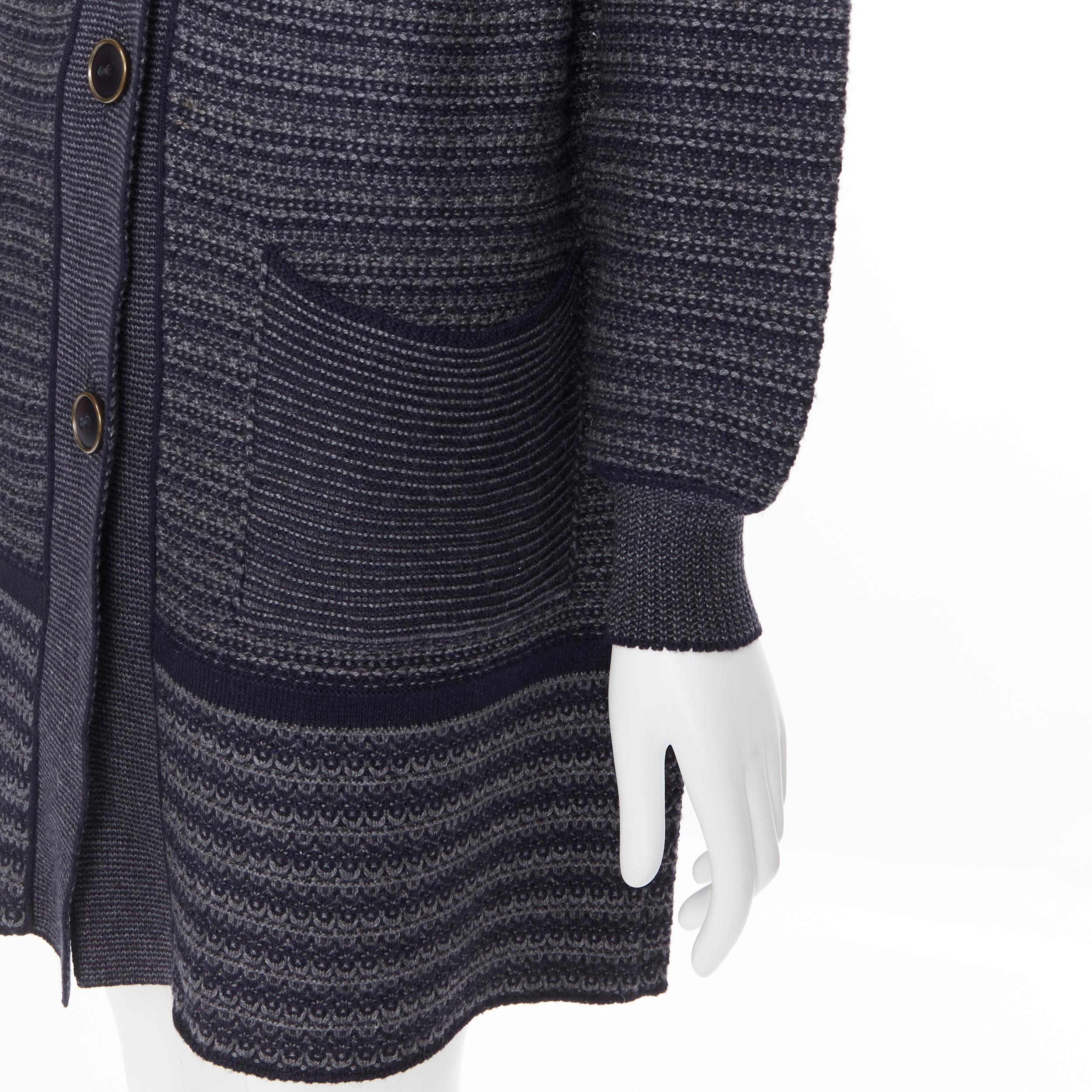 STELLA MCCARTNEY fleece wool cashmere silk navy blue button long cardigan IT36 2
