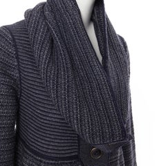 STELLA MCCARTNEY fleece wool cashmere silk navy blue button long cardigan IT36
