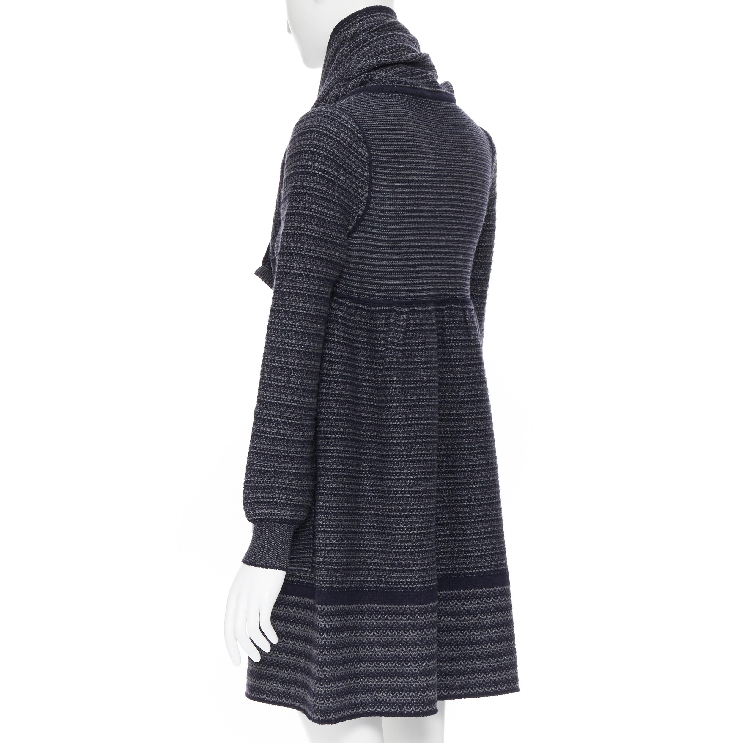 Women's STELLA MCCARTNEY fleece wool cashmere silk navy blue button long cardigan IT36
