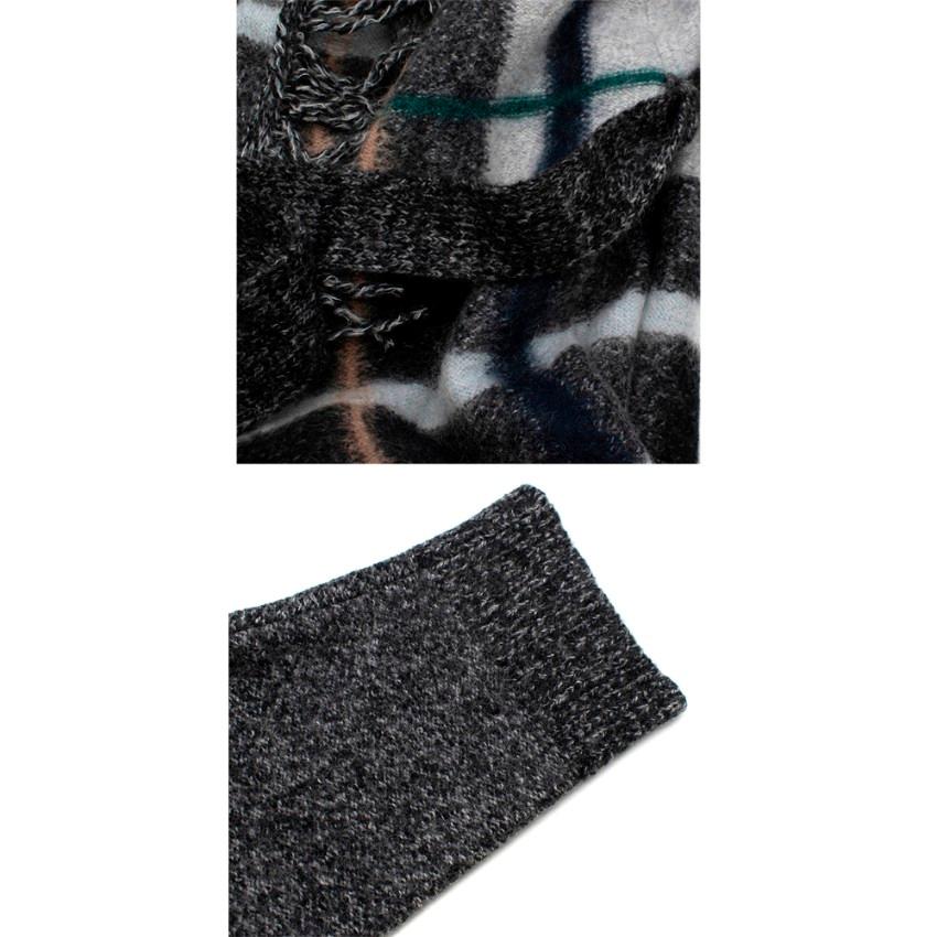 Women's Stella McCartney Fringe Checked Mohair & Wool Blend Wrap Coat - Size US 10