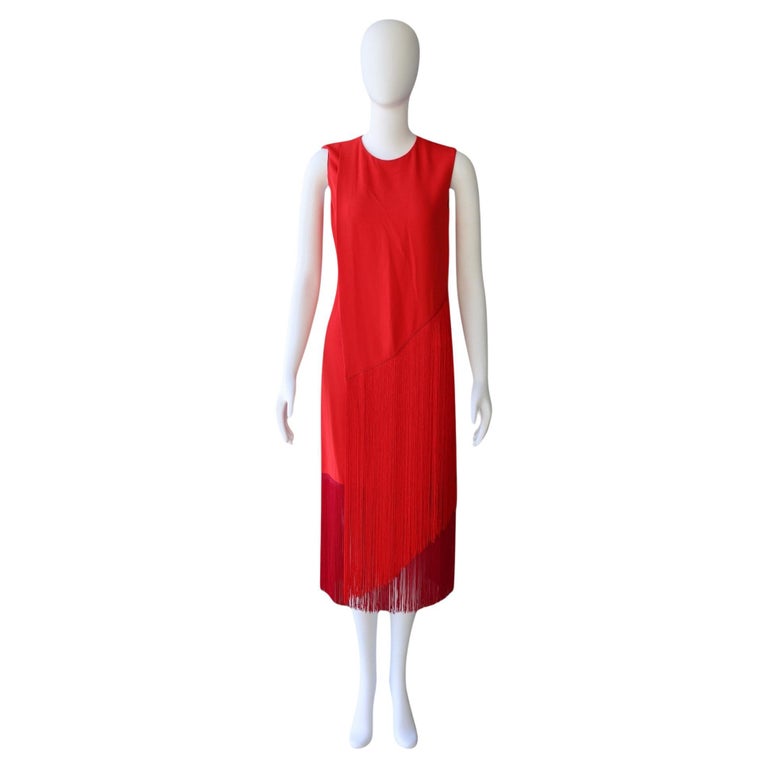 stella mccartney red dress Caped midi dress in red - Stella Mc Cartney