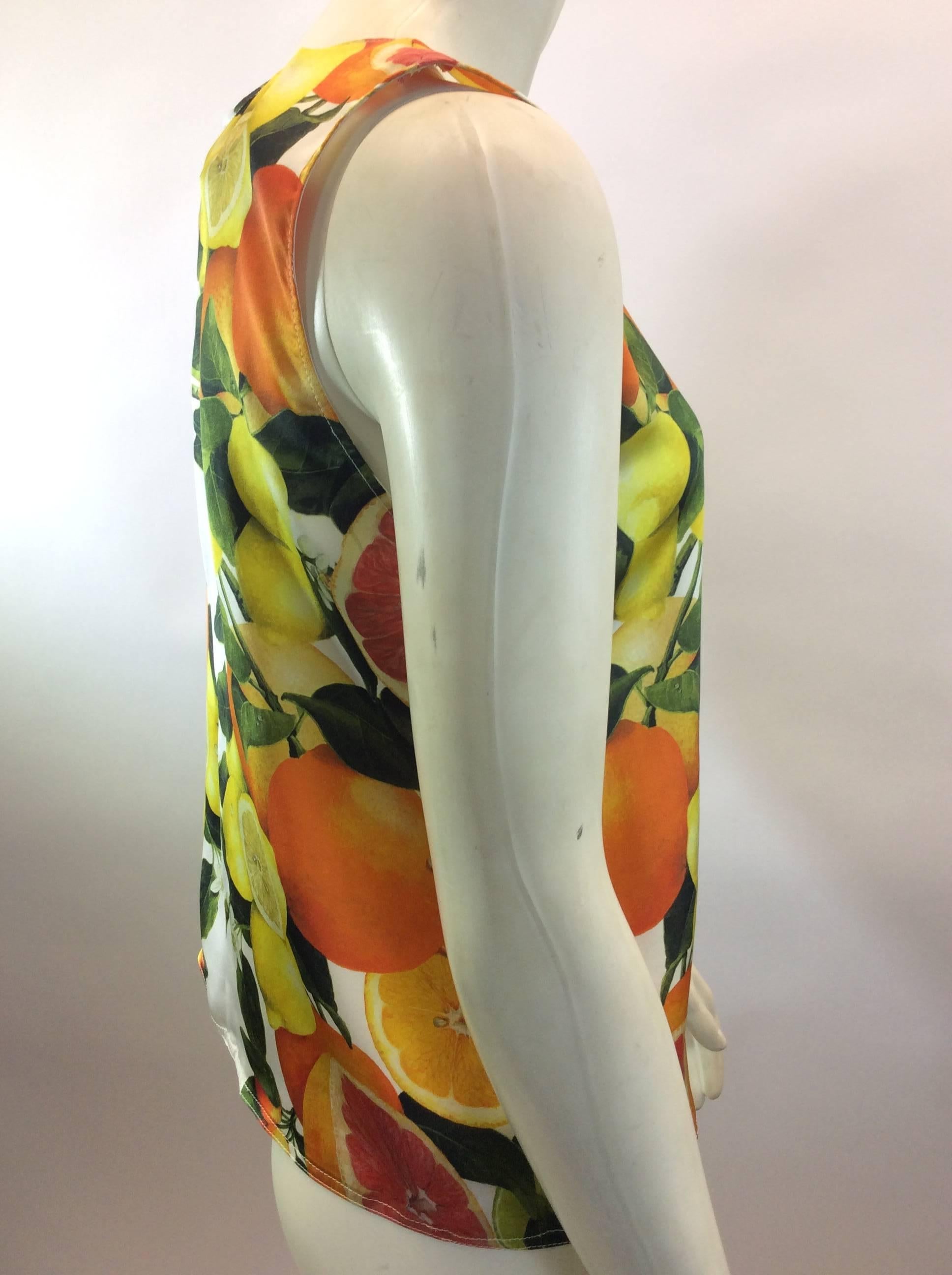 Stella McCartney Fruit Print Silk Blouse In Excellent Condition For Sale In Narberth, PA