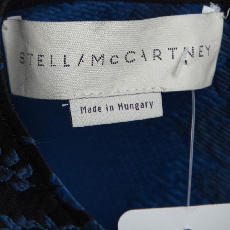 Women's Stella McCartney FW'16 Black and Blue Floral Jacquard Long Sleeve Top M