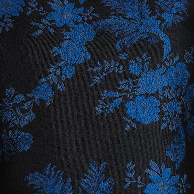 Stella McCartney FW'16 Black and Blue Floral Jacquard Long Sleeve Top M 1