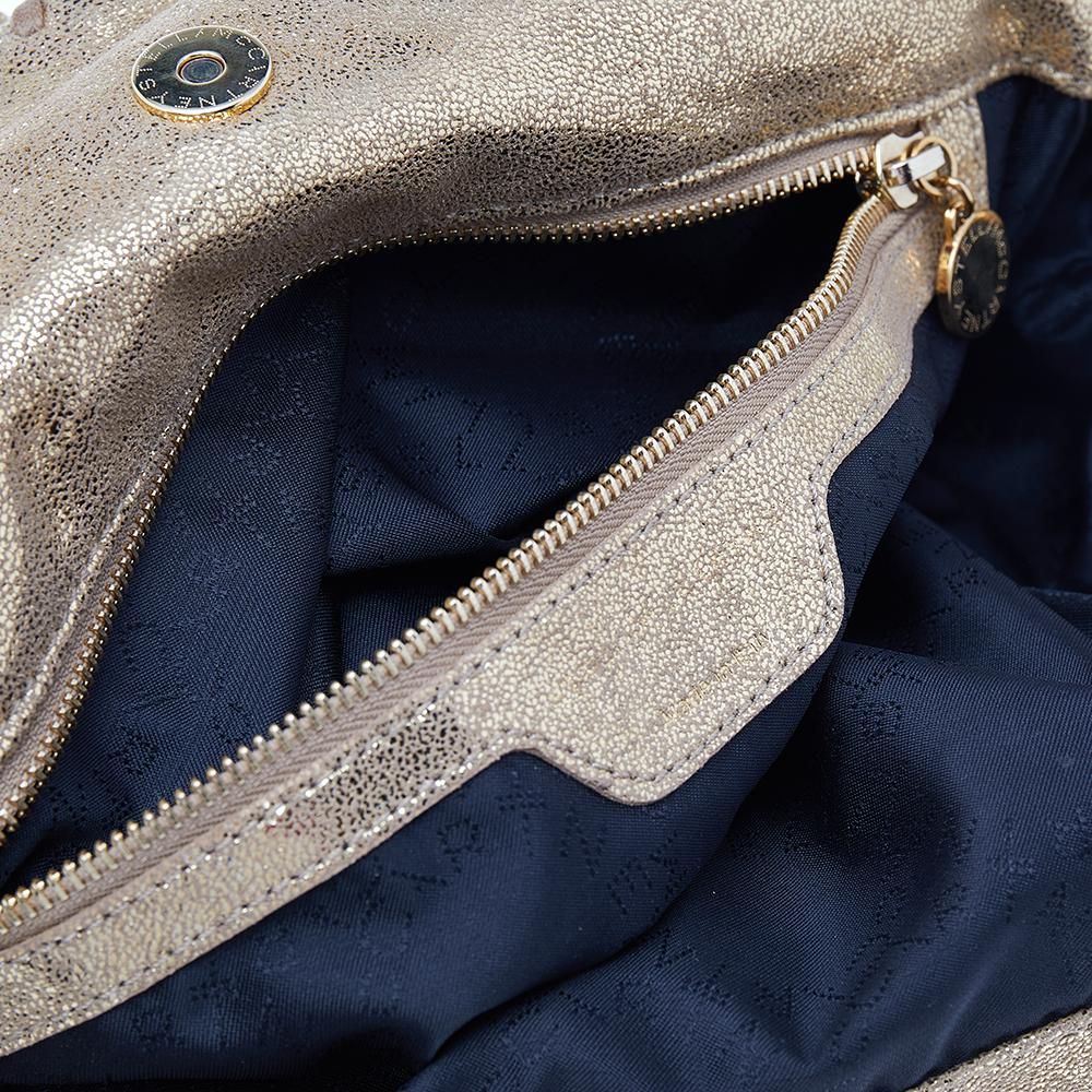Stella McCartney Gold Faux Leather Fringe Falabella Shoulder Bag In Excellent Condition In Dubai, Al Qouz 2