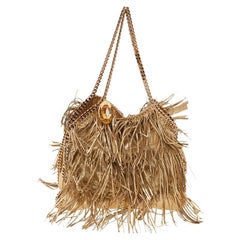 Stella McCartney Gold Faux Leather Fringe Falabella Shoulder Bag