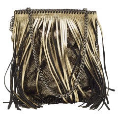 Stella McCartney Gold Faux Leather Mini Fringe Falabella Shoulder Bag