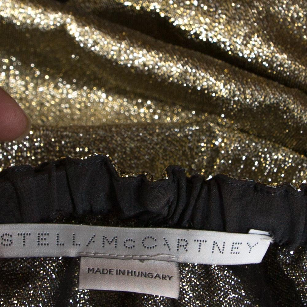 Stella McCartney Gold Lurex Gathered Brynn Asymmetric Skirt S In Good Condition In Dubai, Al Qouz 2