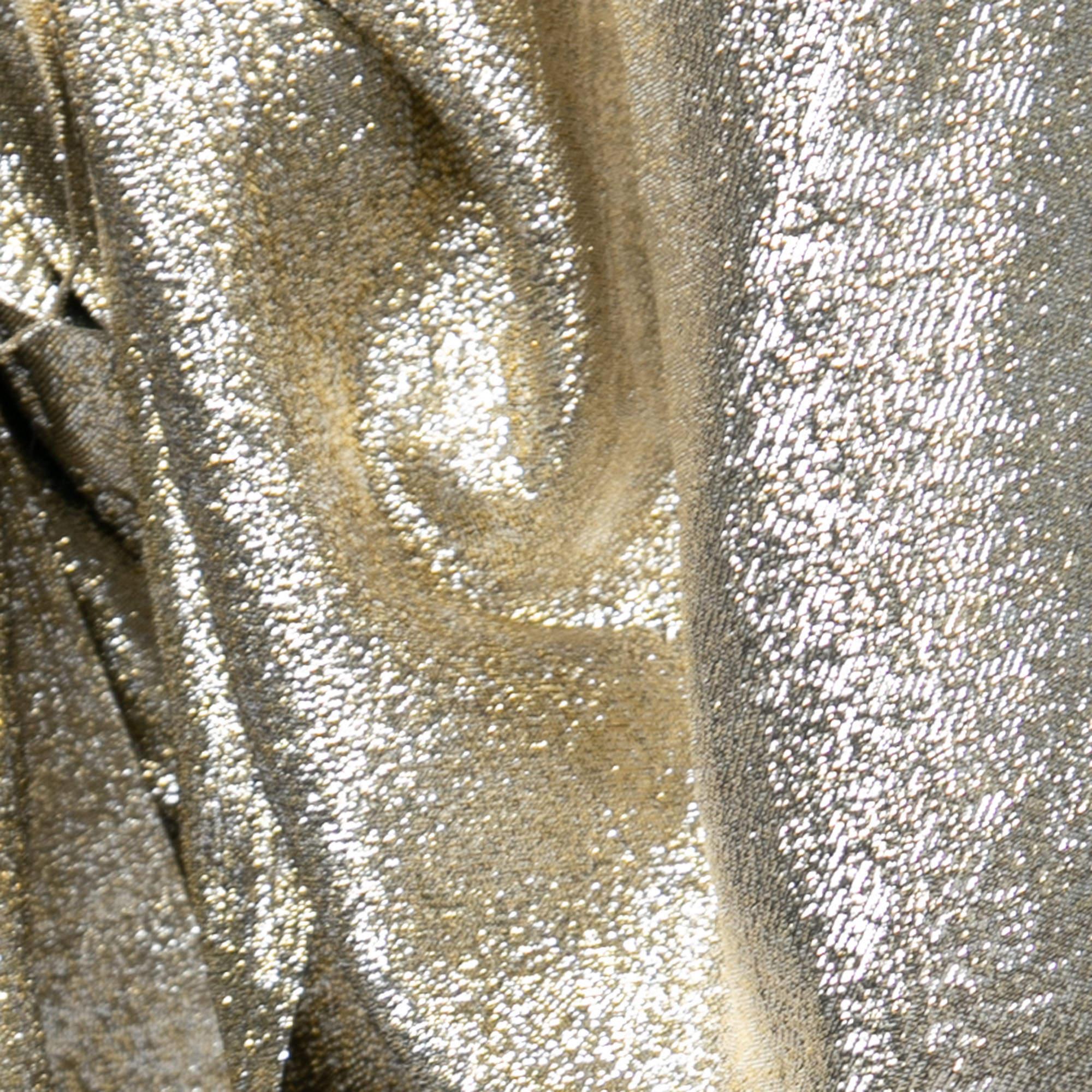 Gray Stella McCartney Gold Lurex Gathered Brynn Asymmetrical Skirt S