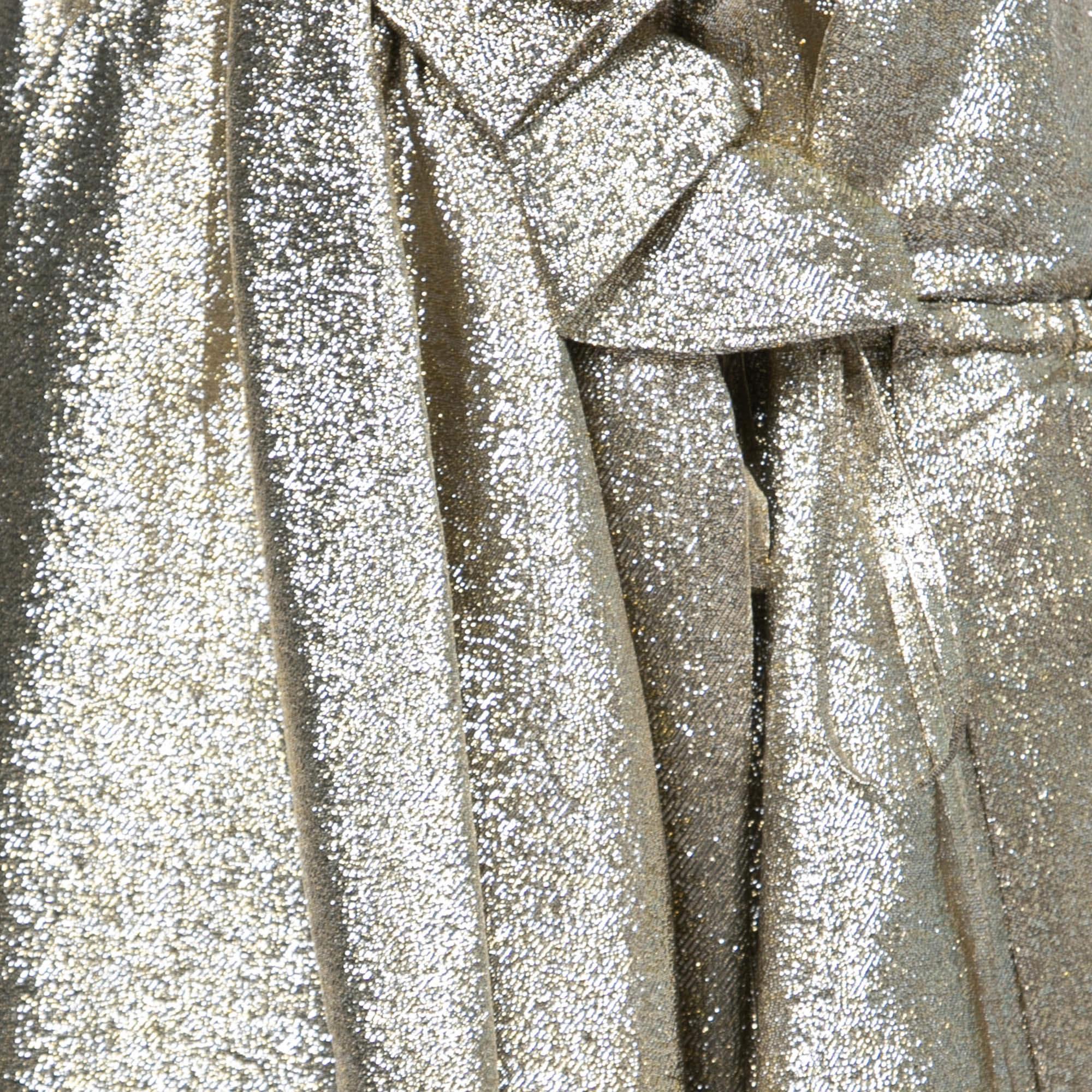 Stella McCartney Gold Lurex Gathered Brynn Asymmetrical Skirt S In Good Condition In Dubai, Al Qouz 2