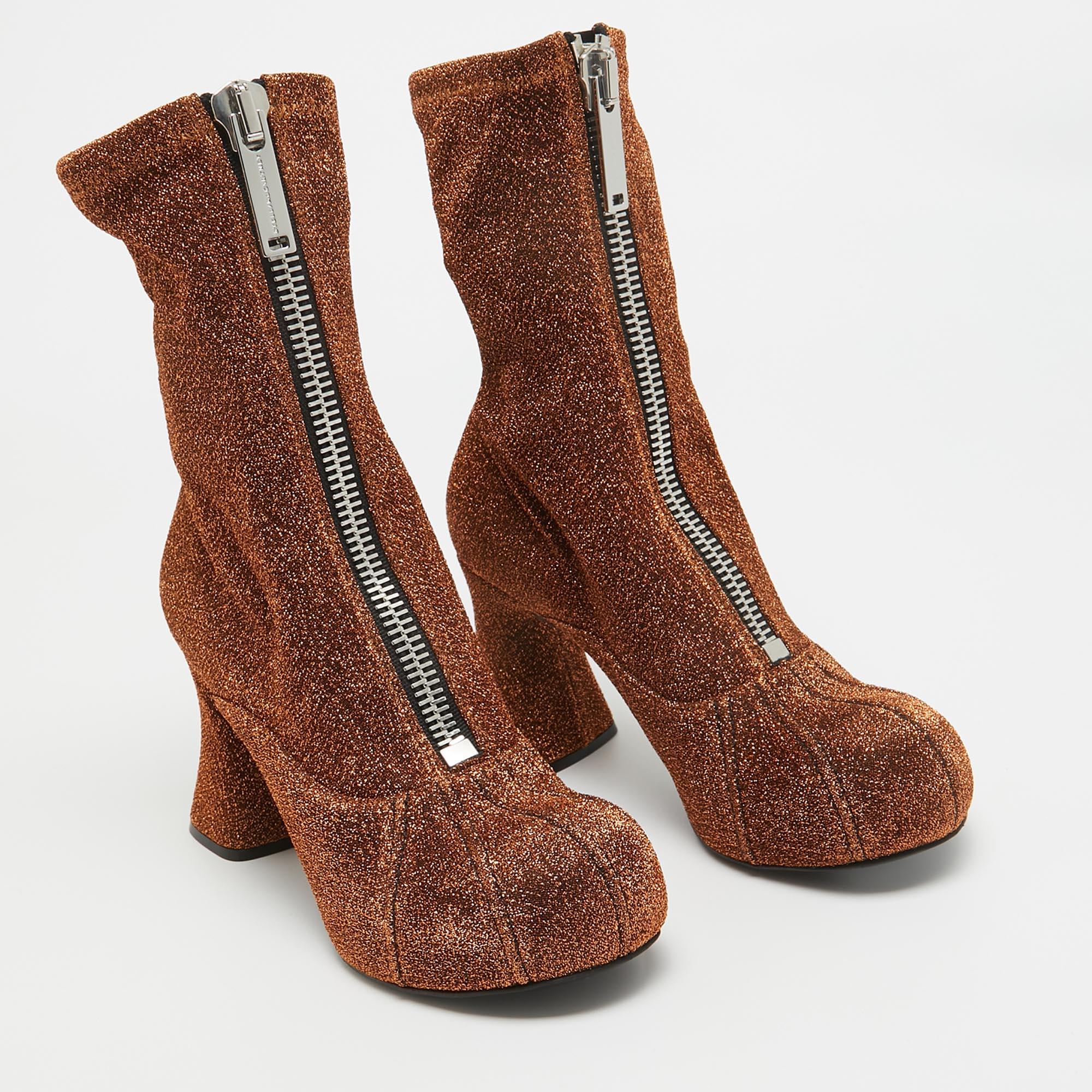 Women's Stella McCartney Gold Lurex Groove Ankle Boots Size 37