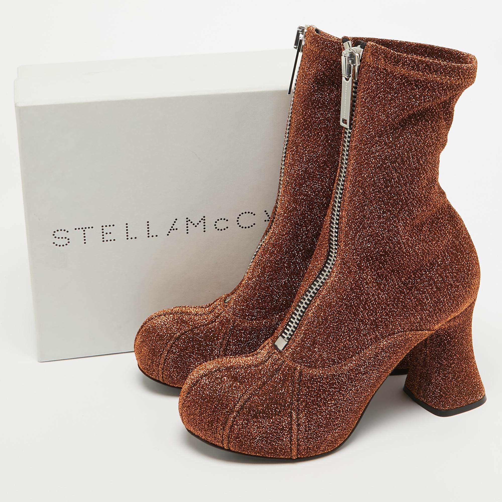 Stella McCartney Gold Lurex Groove Ankle Boots Size 37 5