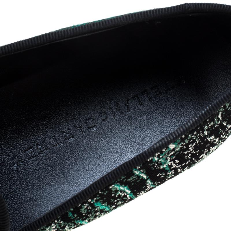 Stella McCartney Green/Black Monochrome Fabric Platform Slip On Sneakers Size 38 1