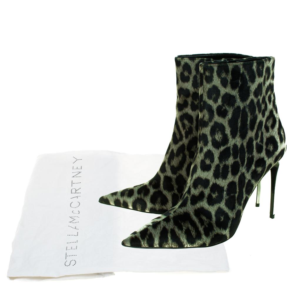 Women's Stella McCartney Green/Black Print Velvet Pointed Toe Ankle Booties Size 41