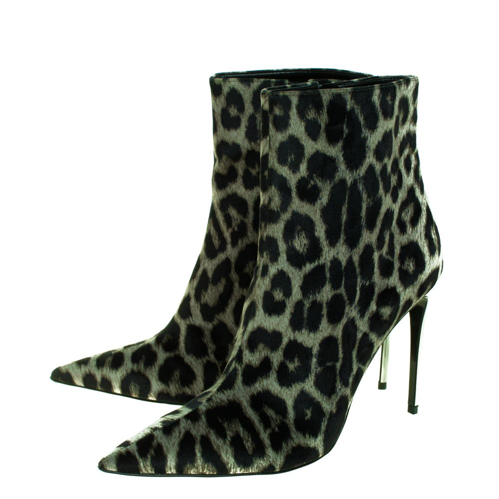 Stella McCartney Green/Black Print Velvet Pointed Toe Ankle Booties Size 41 1