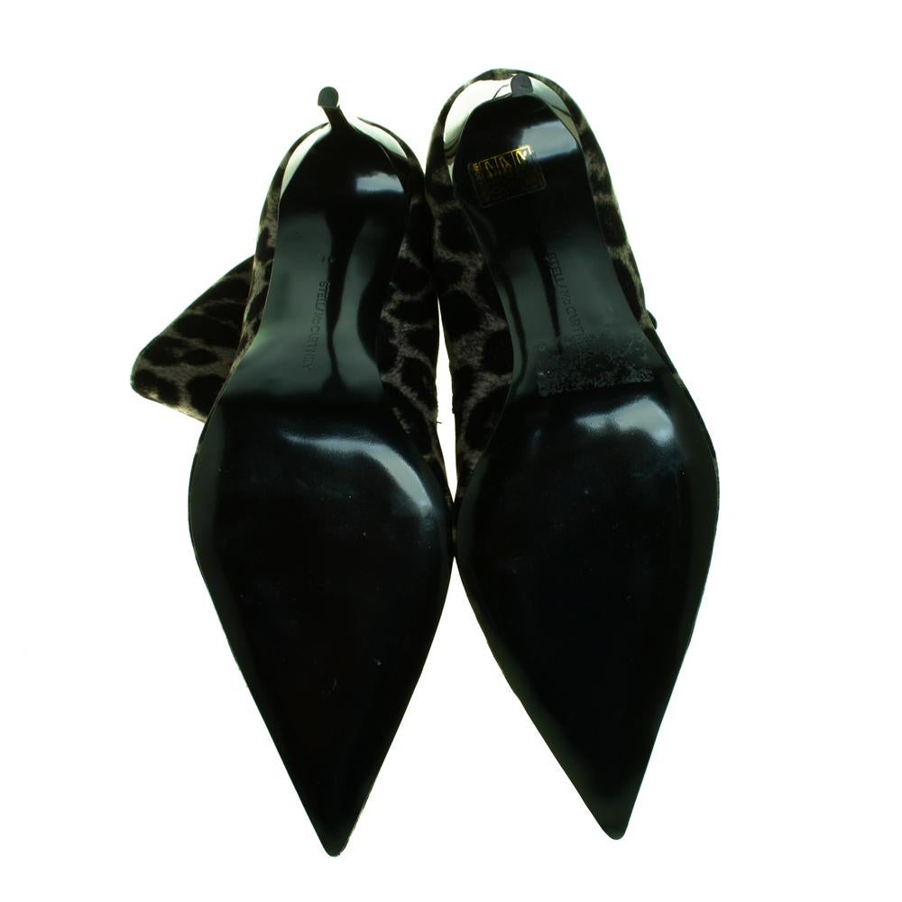 Stella McCartney Green/Black Print Velvet Pointed Toe Ankle Booties Size 41 5