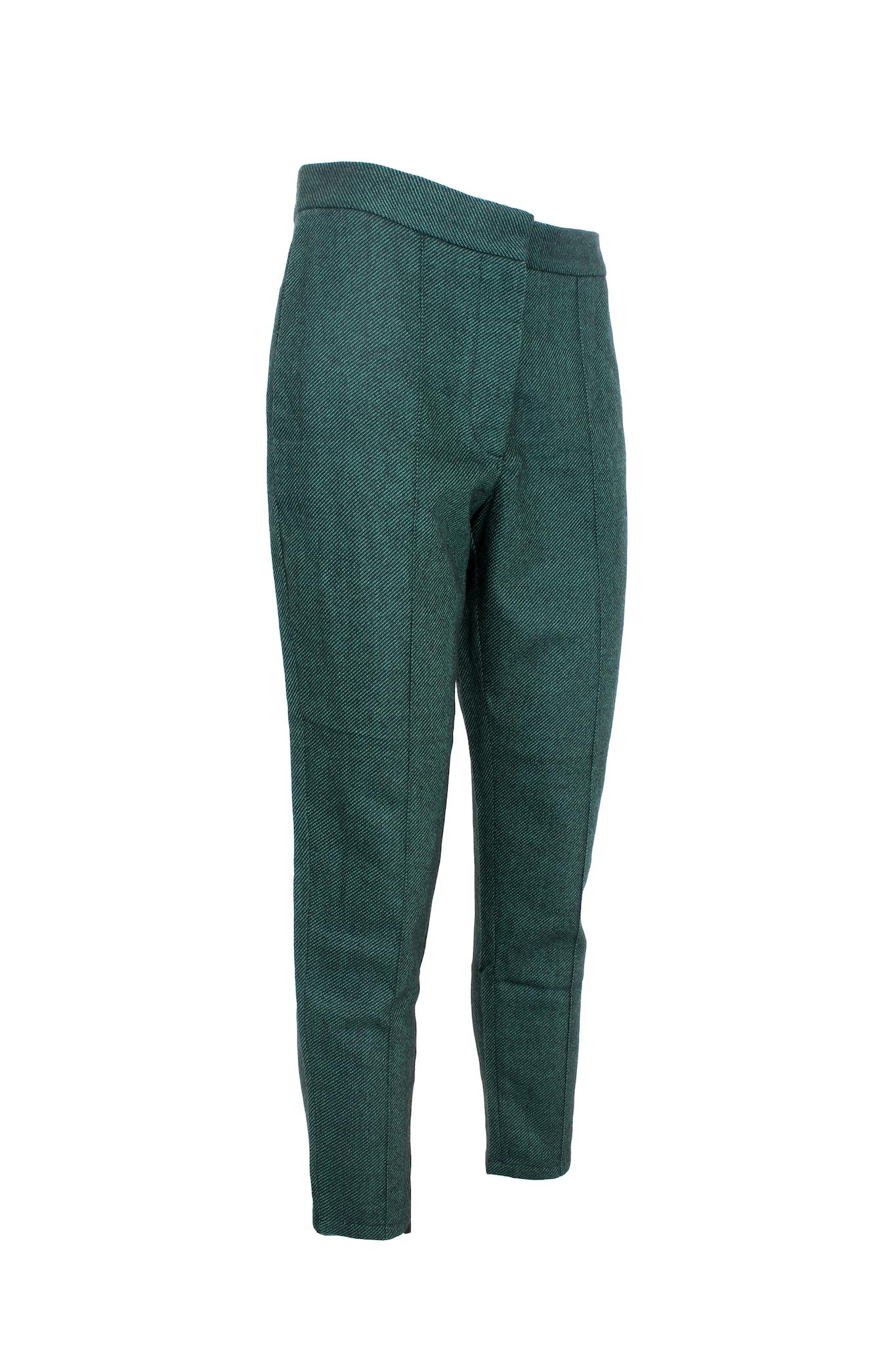 Women's Stella McCartney Green Black Wool Capri Pants 2000s For Sale