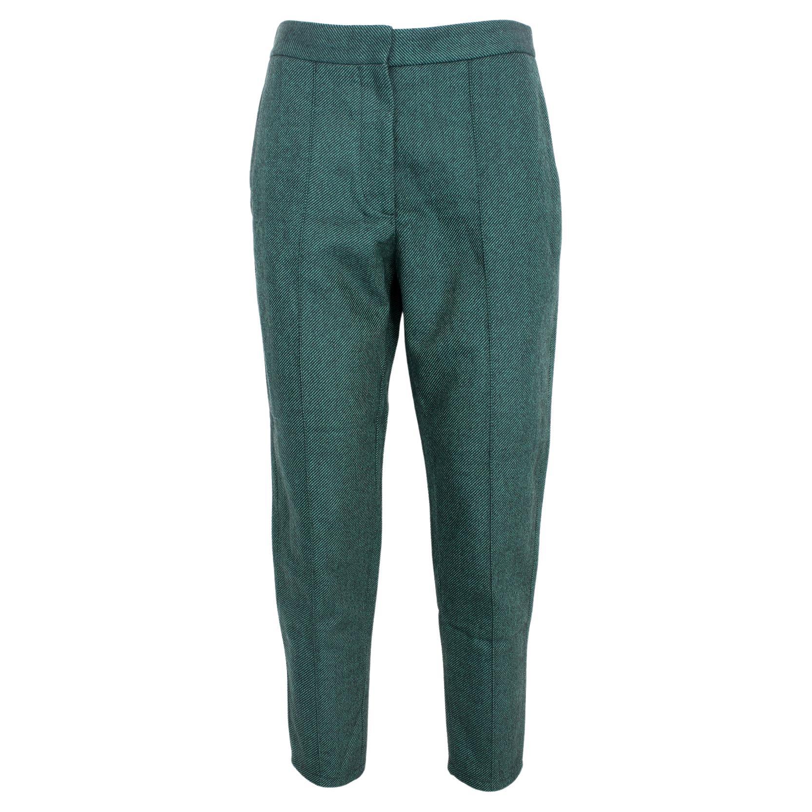Stella McCartney Green Black Wool Capri Pants 2000s For Sale