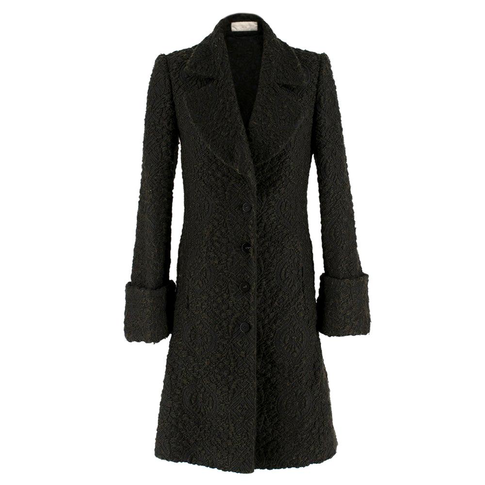 Stella McCartney Green Cloque Wool Coat SIZE - Size US 4 For Sale