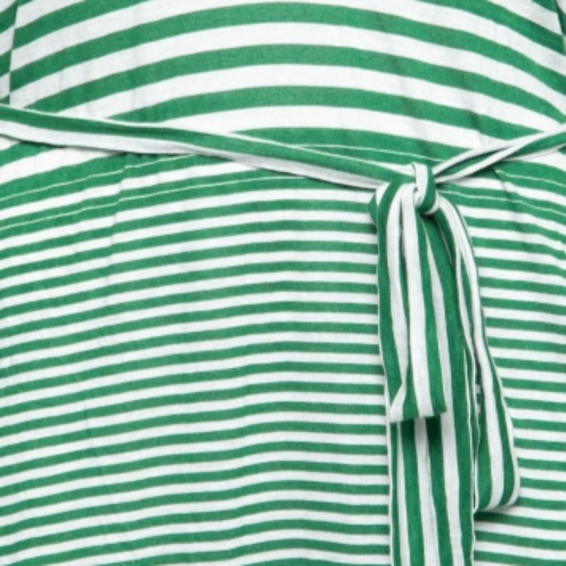 Vert Stella McCartney - Mini robe à ceinture surdimensionnée en lin mélangé à rayures vertes, taille M en vente