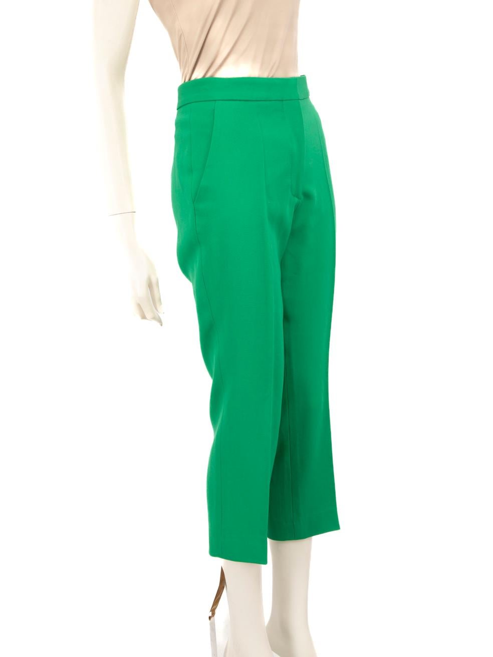 CONDITION is Never worn. No visible wear to the trousers is evident on this new Stella McCartney designer resale item.
 
 
 
 Details
 
 
 Green
 
 Wool
 
 Trousers
 
 Straight fit
 
 2x Side pockets
 
 Fly zip, hook and button fastening
 
 
 
 
 

