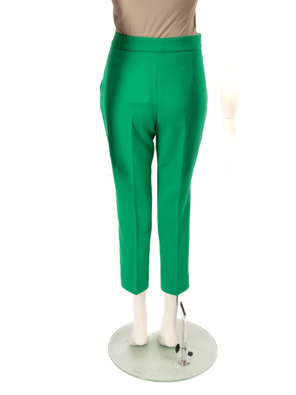 Stella McCartney Green Wool Straight Trousers Size S In New Condition In London, GB