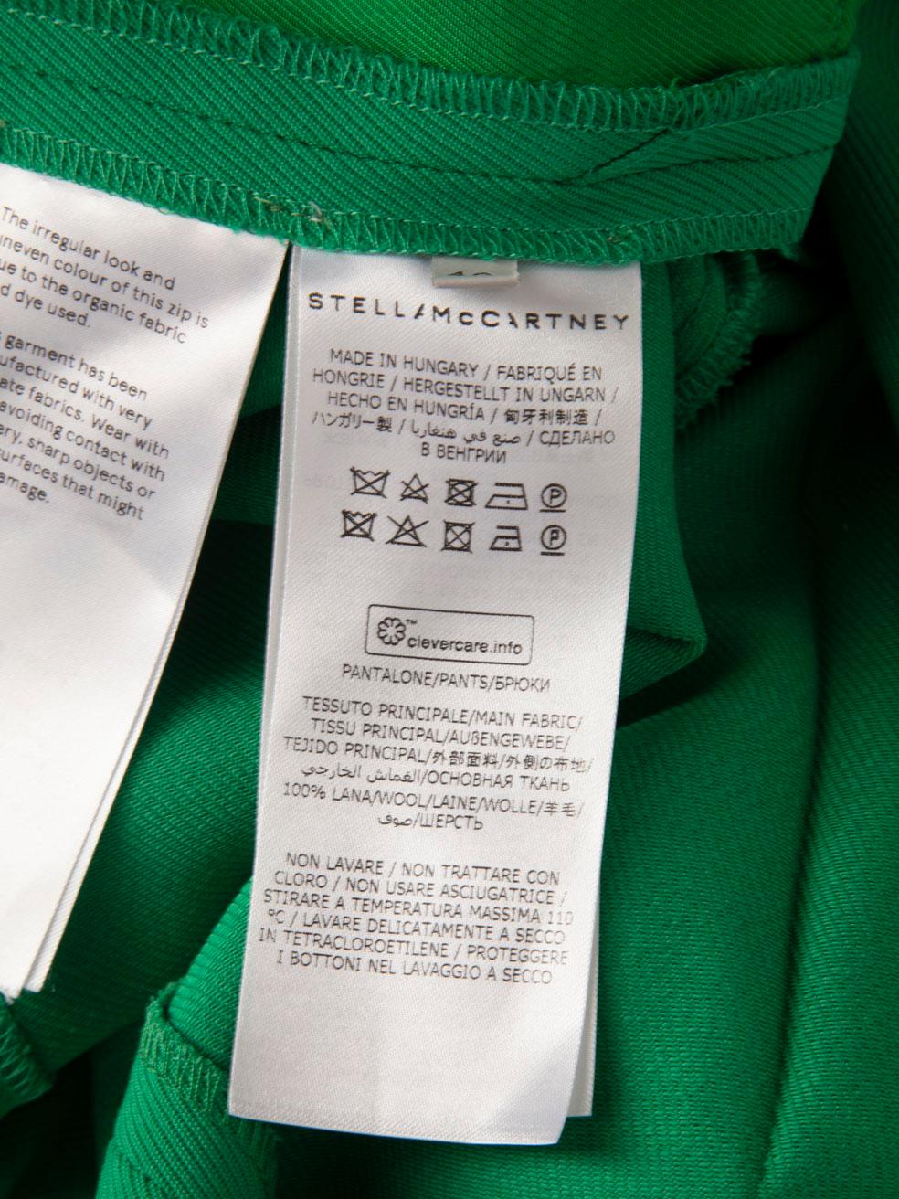 Stella McCartney Green Wool Straight Trousers Size S 1