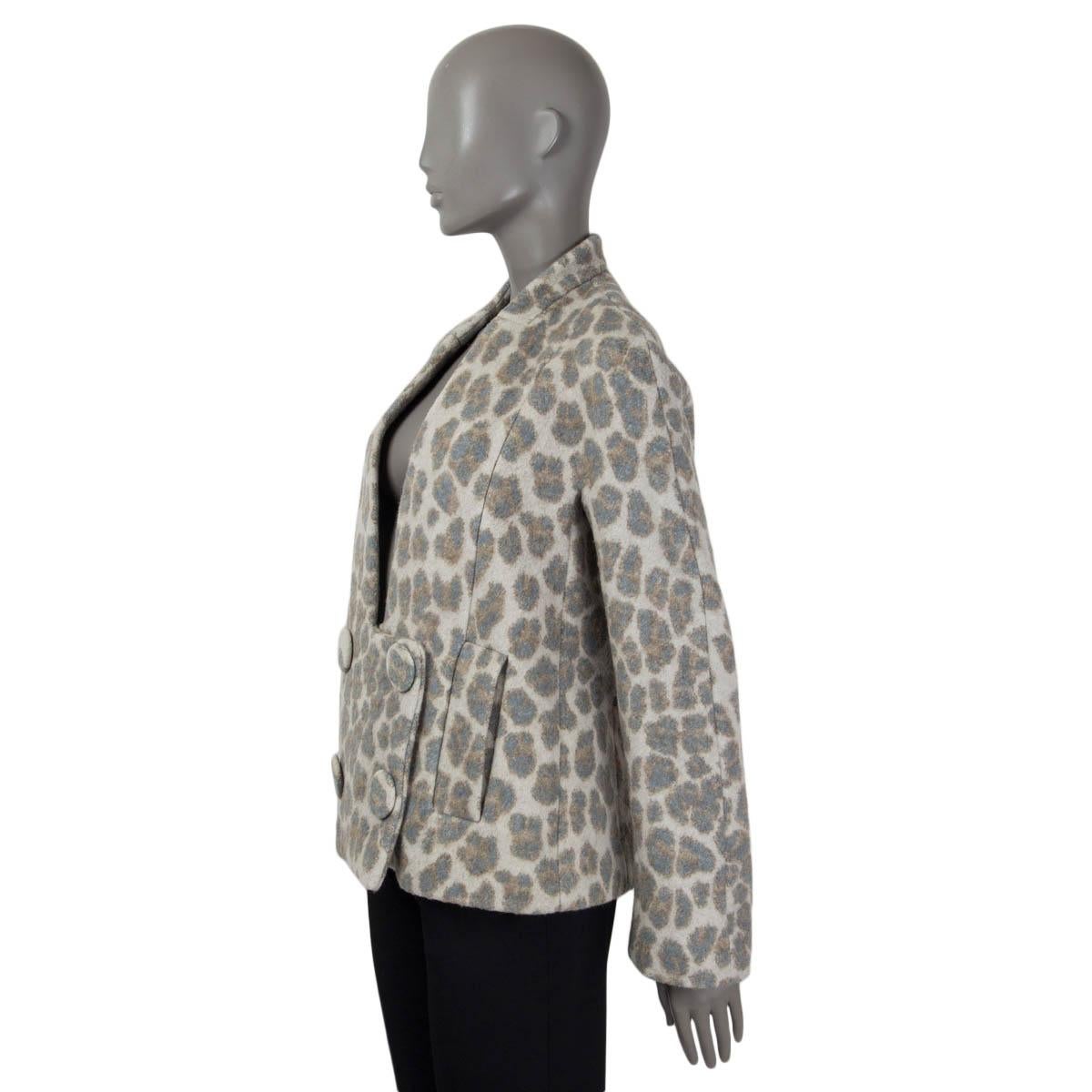 STELLA MCCARTNEY Grau & Beige Wolle 2015 LEOPARD DOUBLE BREASTED Jacke 42 M Damen im Angebot