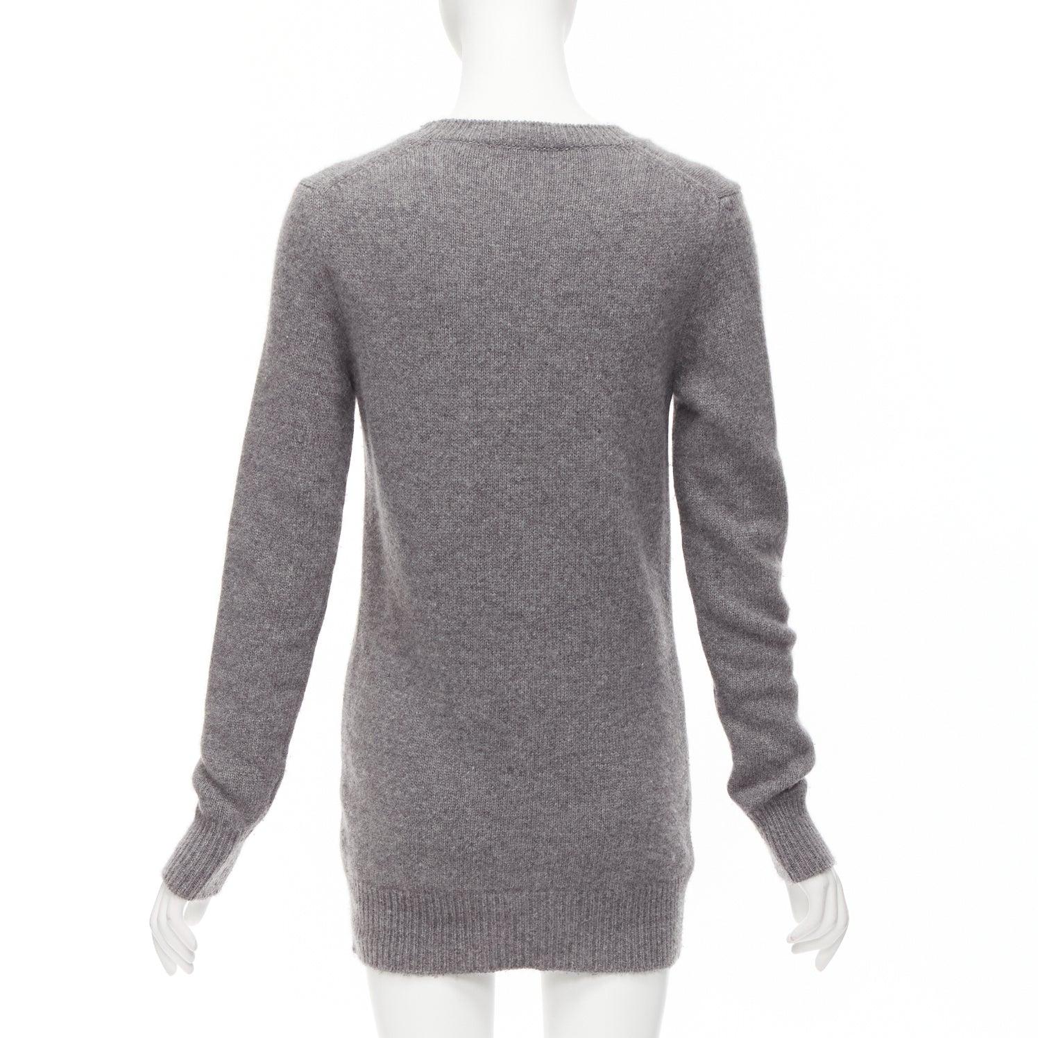 Women's STELLA MCCARTNEY grey black cream leopard intarsia crew neck knitted dress For Sale