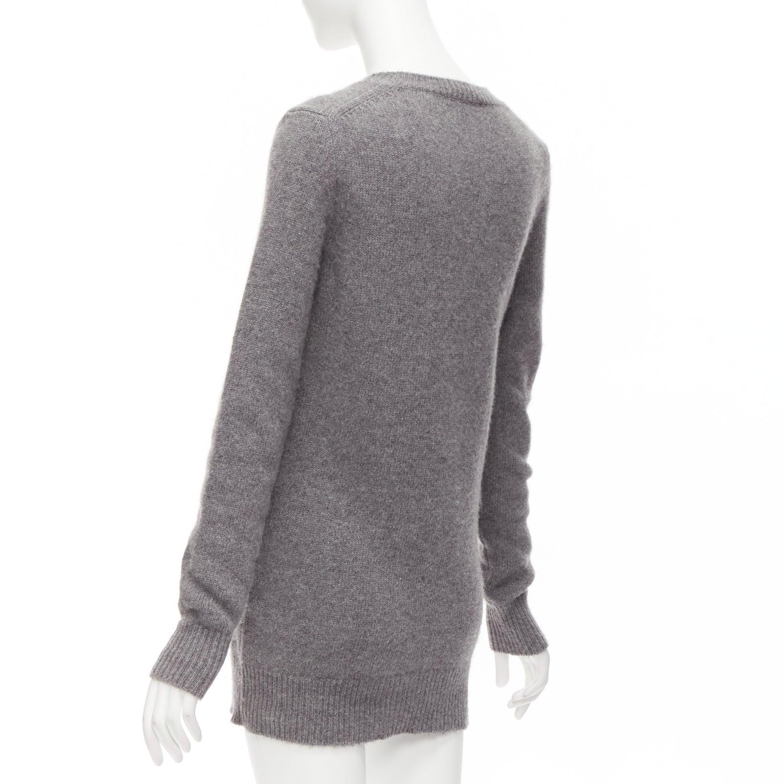 STELLA MCCARTNEY grey black cream leopard intarsia crew neck knitted dress For Sale 1