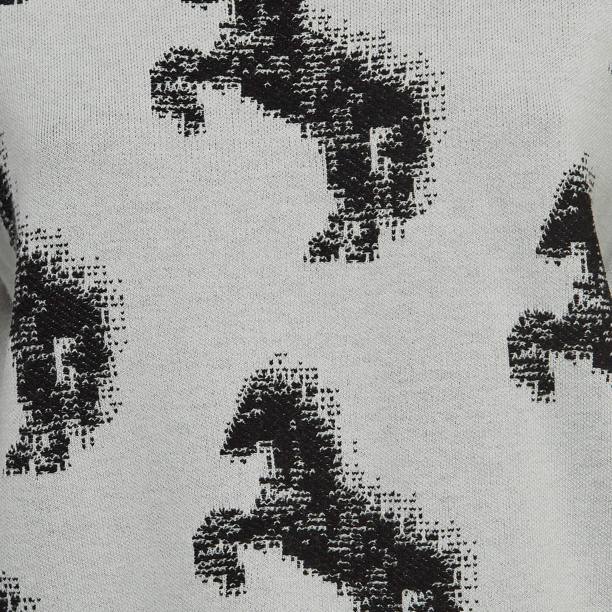 Stella McCartney Grey/ Black Pixel Horse Intarsia Knit Sweatshirt S In Excellent Condition In Dubai, Al Qouz 2