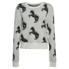 Stella McCartney Grey/ Black Pixel Horse Intarsia Knit Sweatshirt S