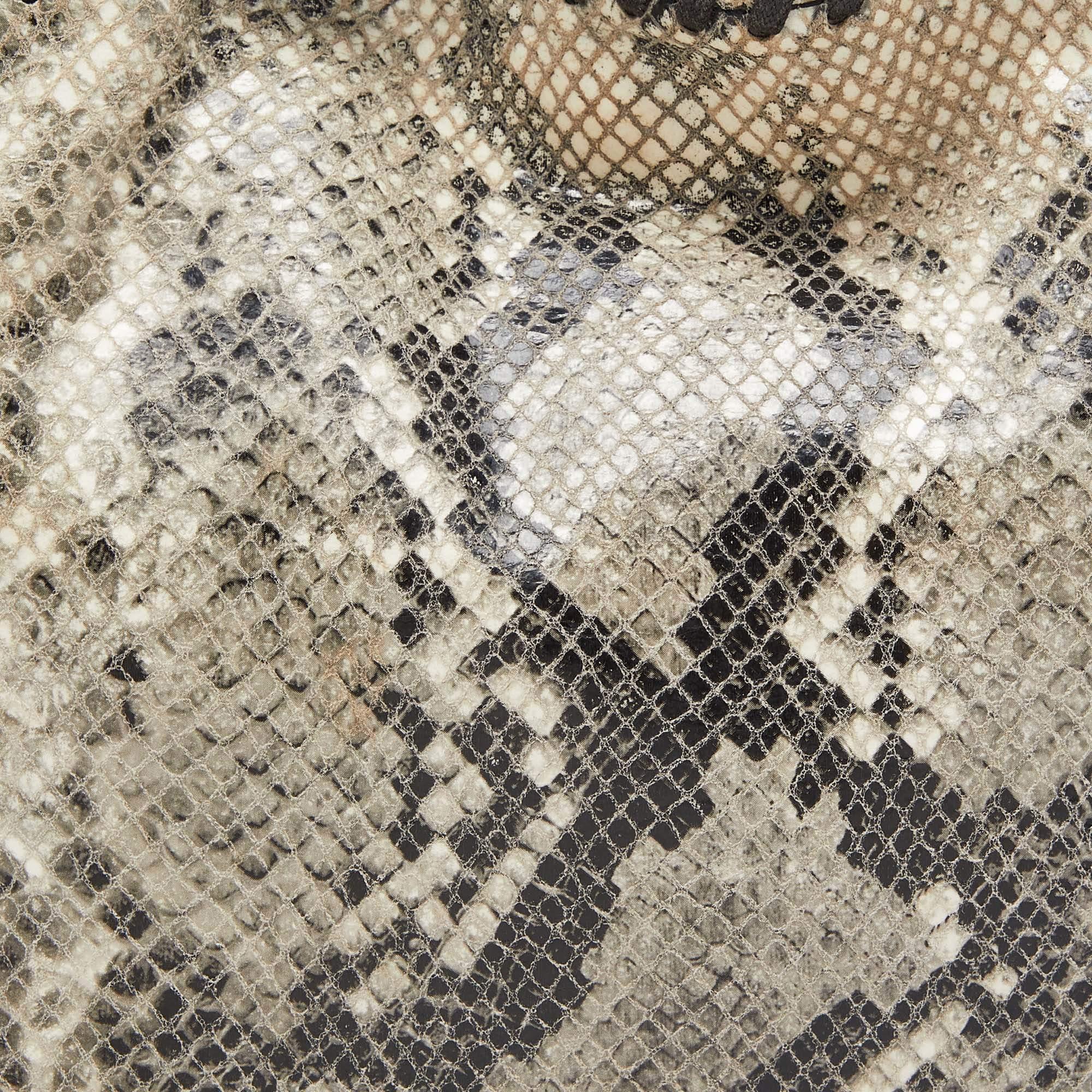 Stella McCartney Grey/Black Python Embossed Faux Leather Falabella Tote 6