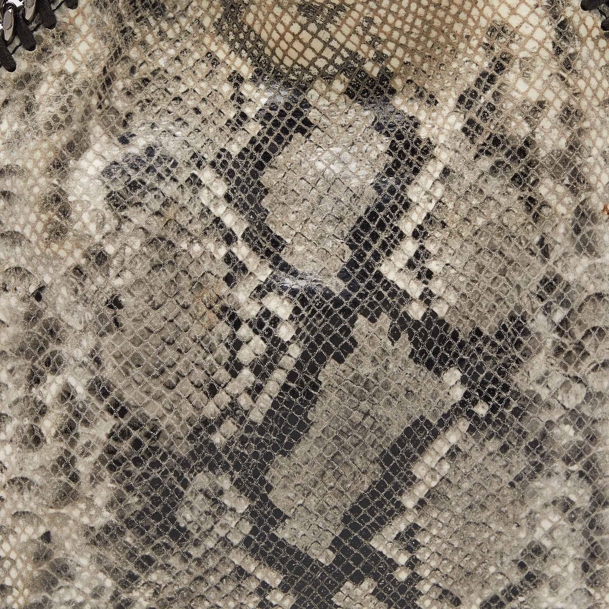 Stella McCartney Grey/Black Python Embossed Faux Leather Falabella Tote 7