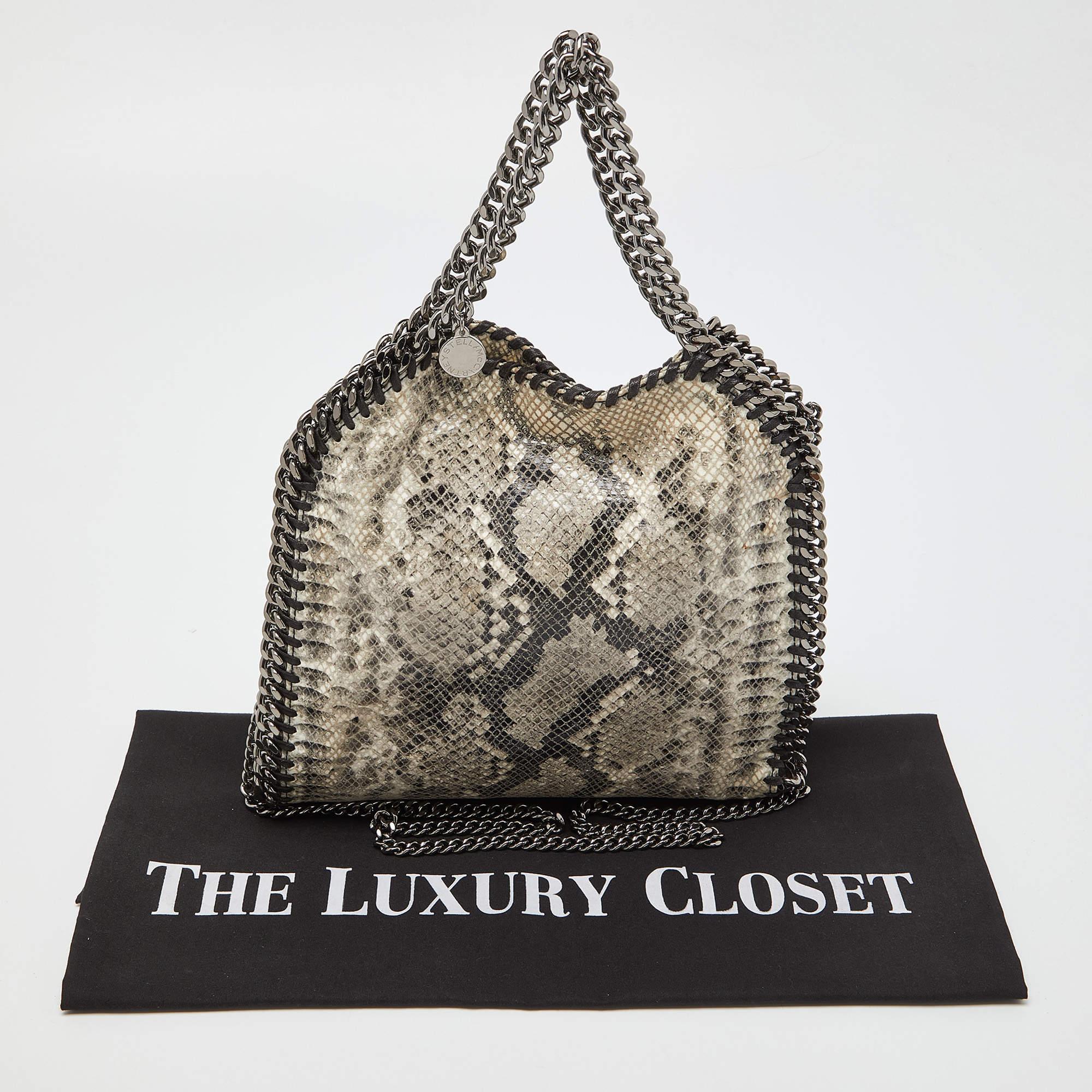 Stella McCartney Grey/Black Python Embossed Faux Leather Falabella Tote 8