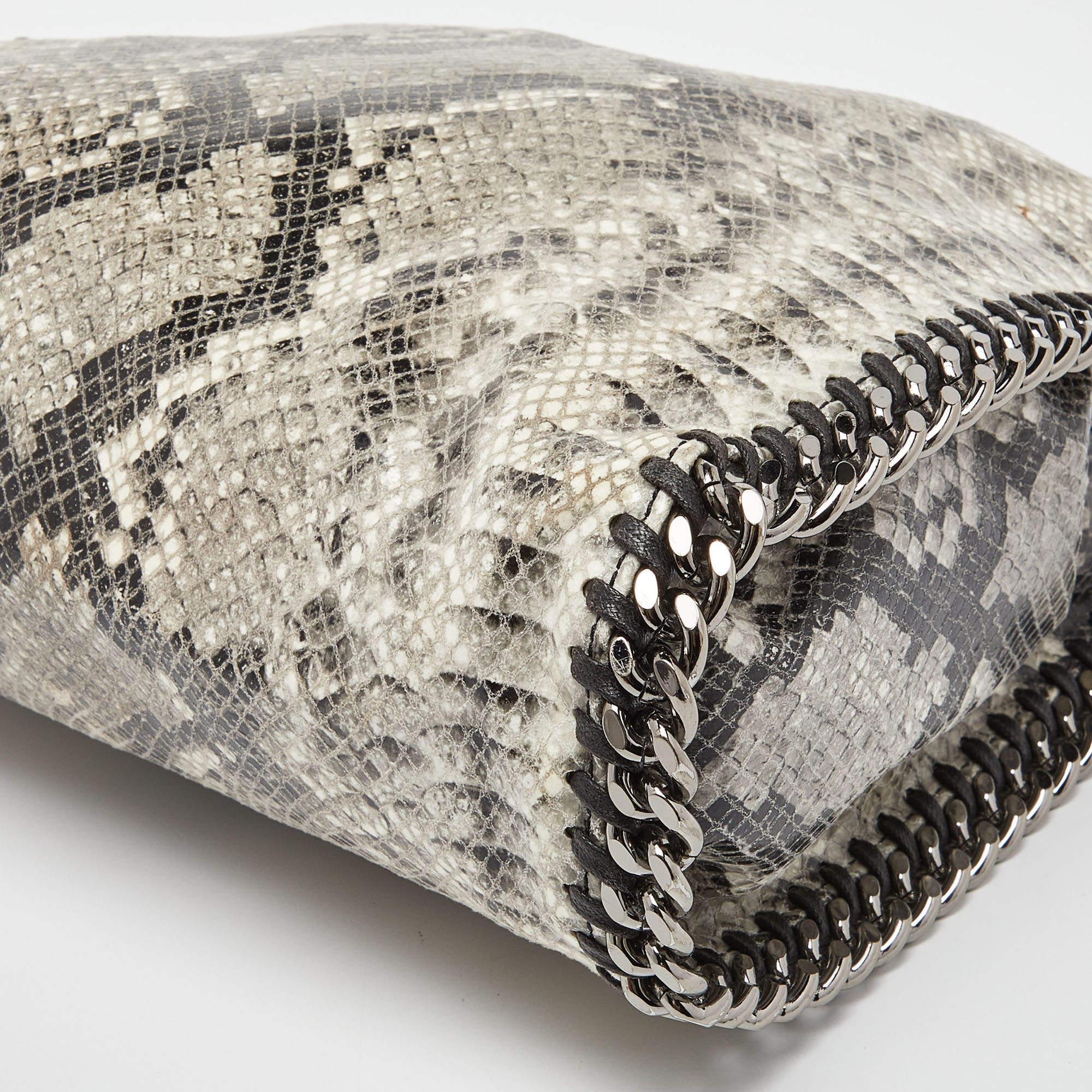 Stella McCartney Grey/Black Python Embossed Faux Leather Falabella Tote 2