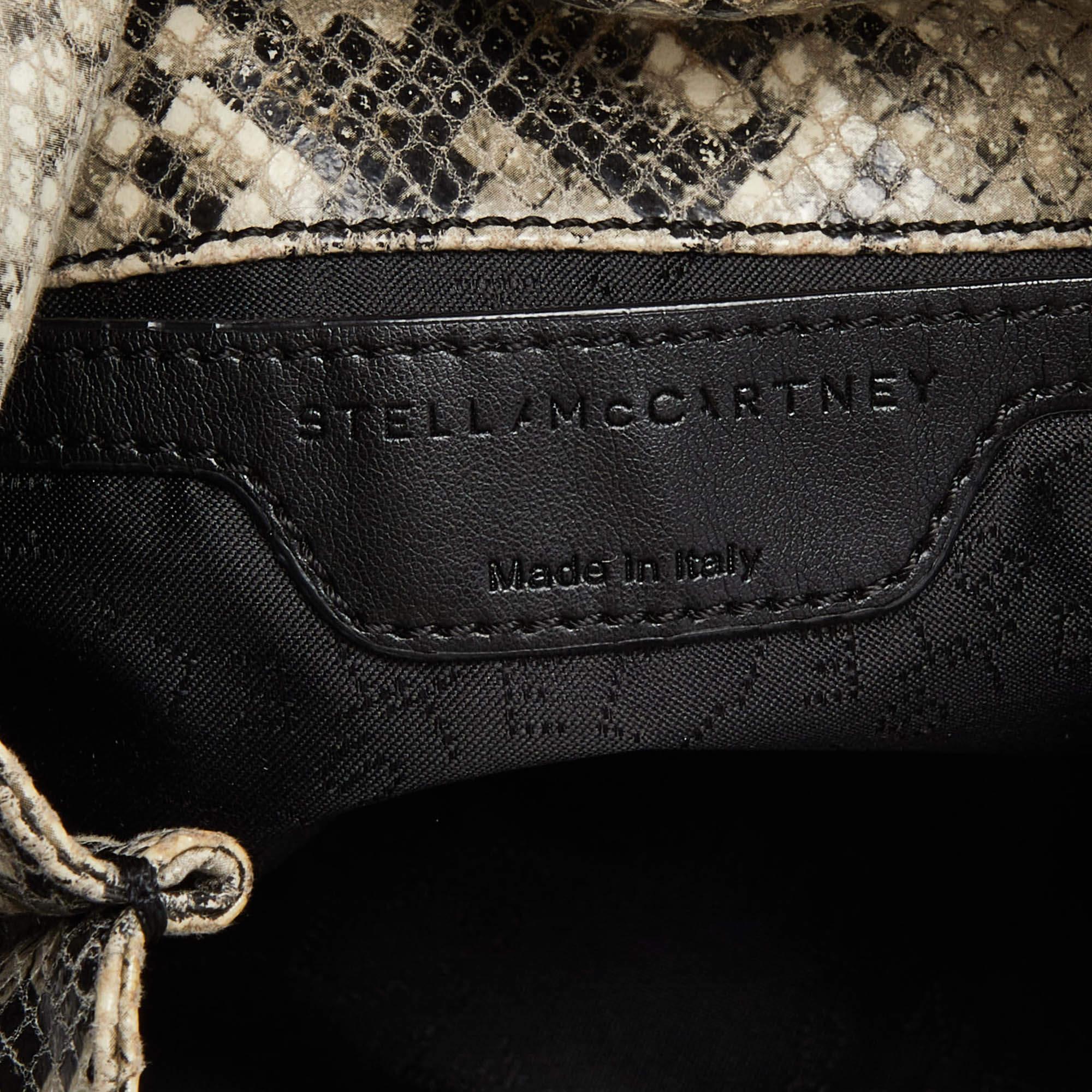 Stella McCartney Grey/Black Python Embossed Faux Leather Falabella Tote 4