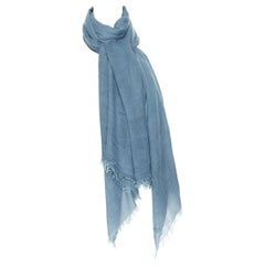 STELLA MCCARTNEY grey blue drayed hem scarf