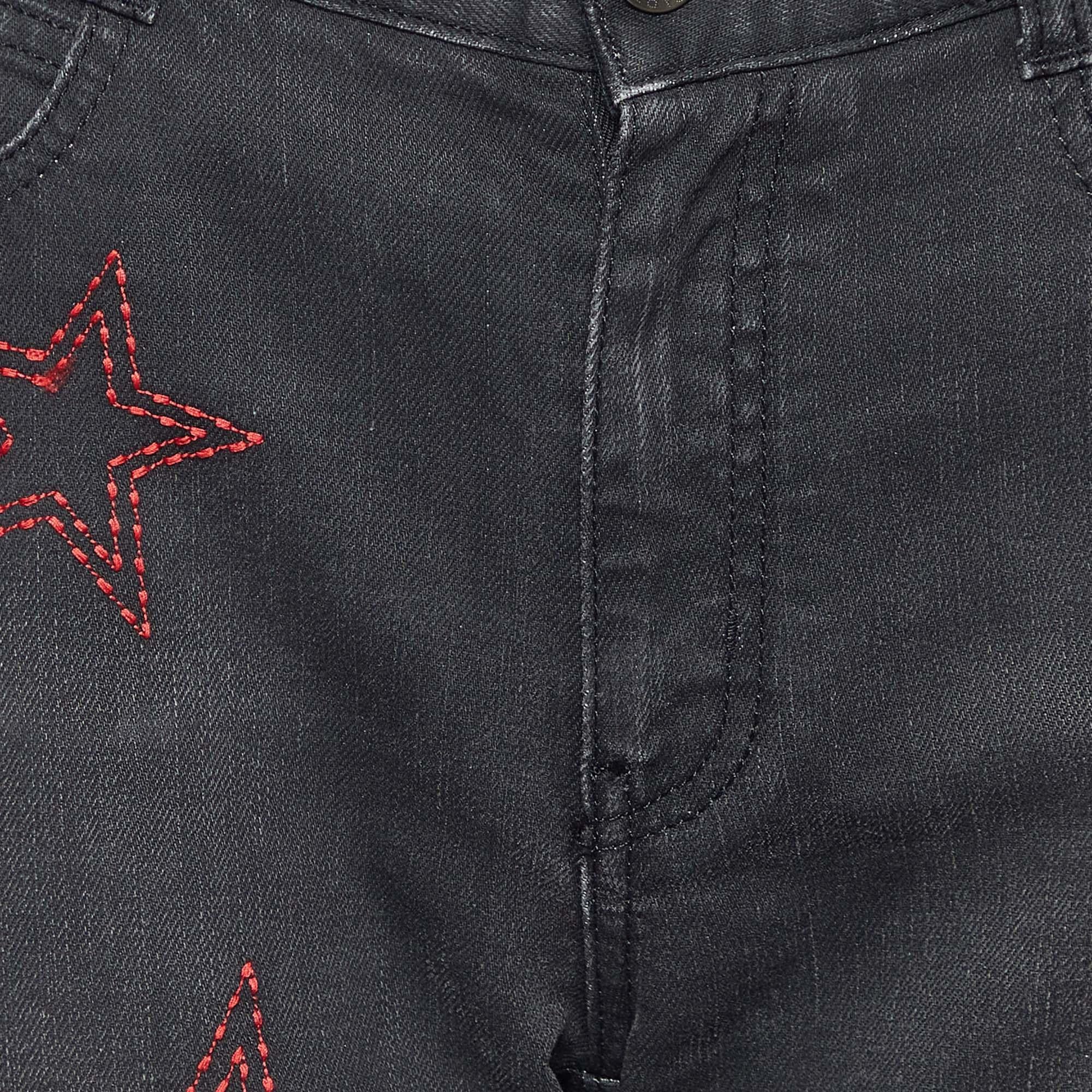 Black Stella McCartney Grey Denim Star Embroidered Slim Fit Jeans M/Waist 32