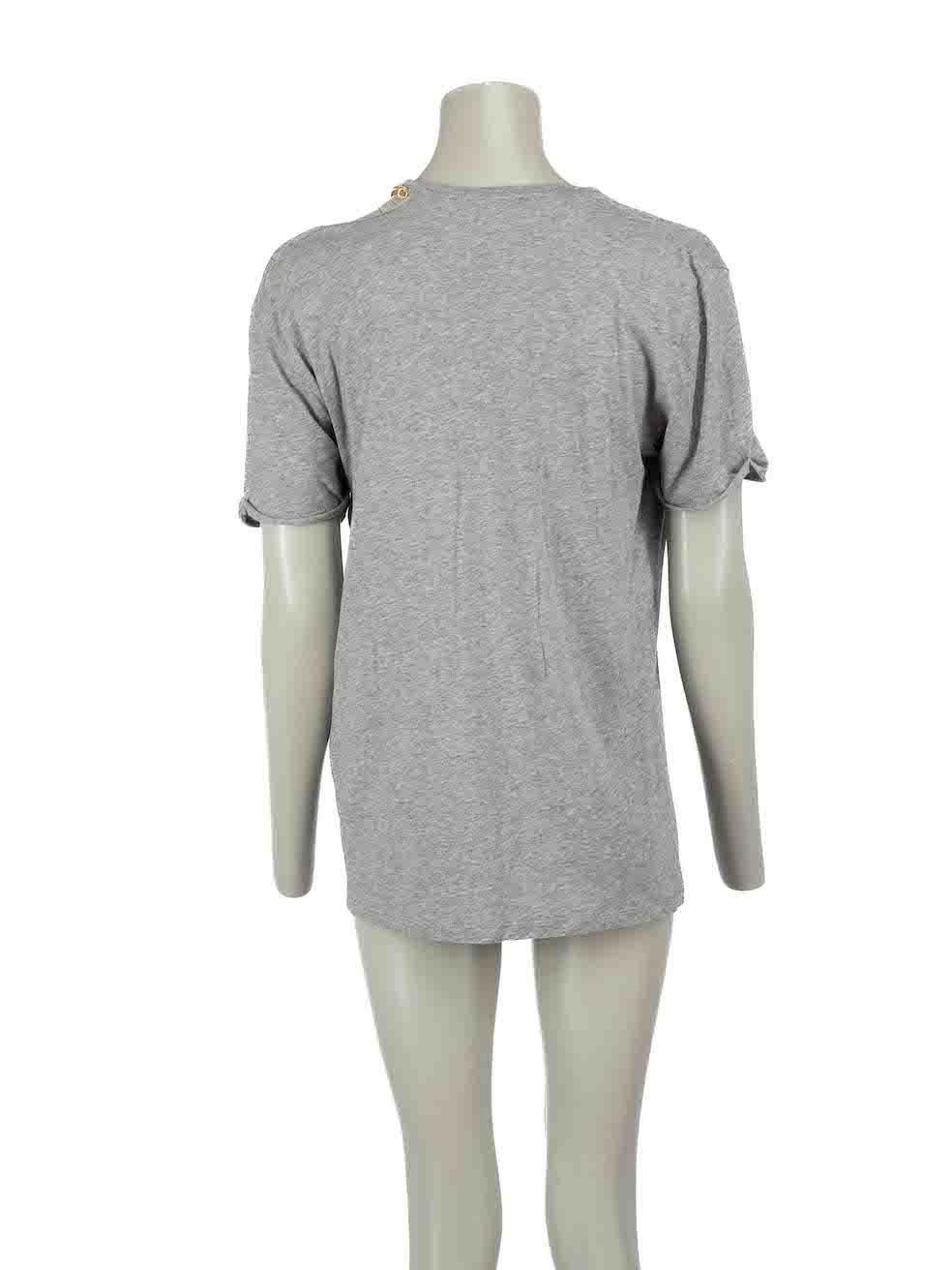 Stella McCartney Grey Distress Falabella T-Shirt Size M In Good Condition For Sale In London, GB