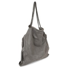 STELLA MCCARTNEY grey faux leather FALABELLA LARGE FOLD-OVER TOTE Bag