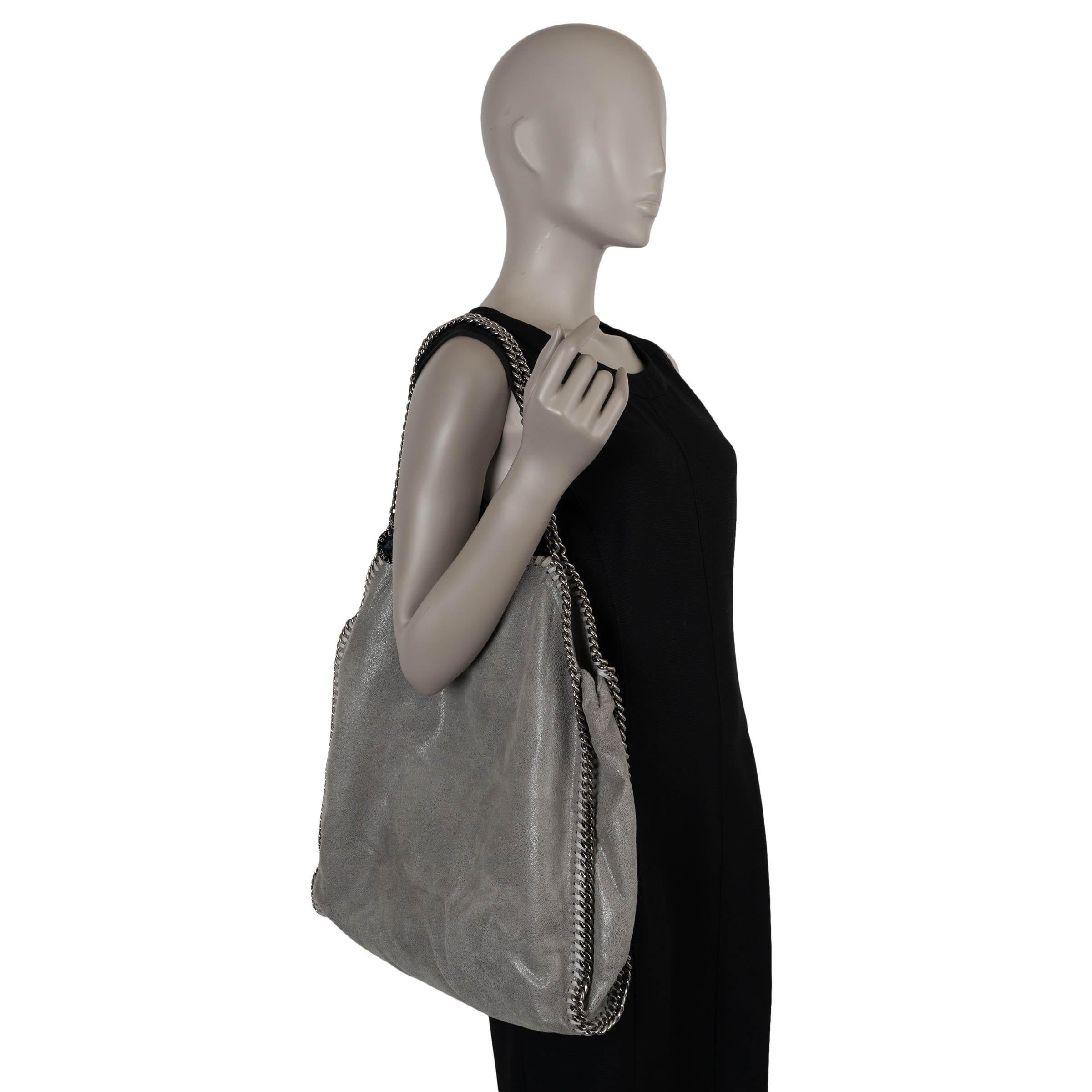 Stella McCartney - Sac FALABELLA LARGE FOLD-OVER TOTE en simili-cuir gris en vente 4