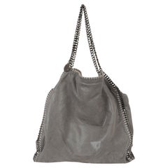 STELLA MCCARTNEY grey faux leather FALABELLA LARGE FOLD-OVER TOTE Bag