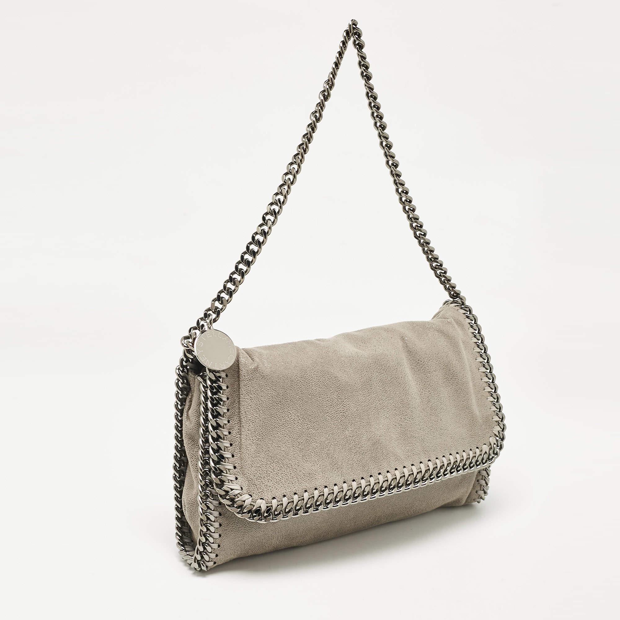 Gray Stella McCartney Grey Faux Suede Falabella Flap Bag