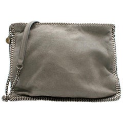 Stella McCartney Grey Faux Suede Falabella Shoulder Bag 30cm
