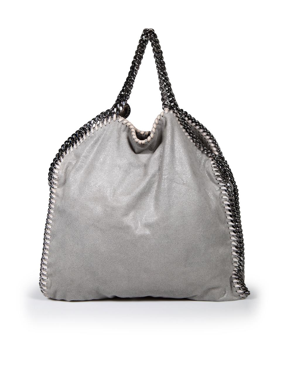 Stella McCartney Grey Faux Suede Medium Falabella Tote In Good Condition For Sale In London, GB