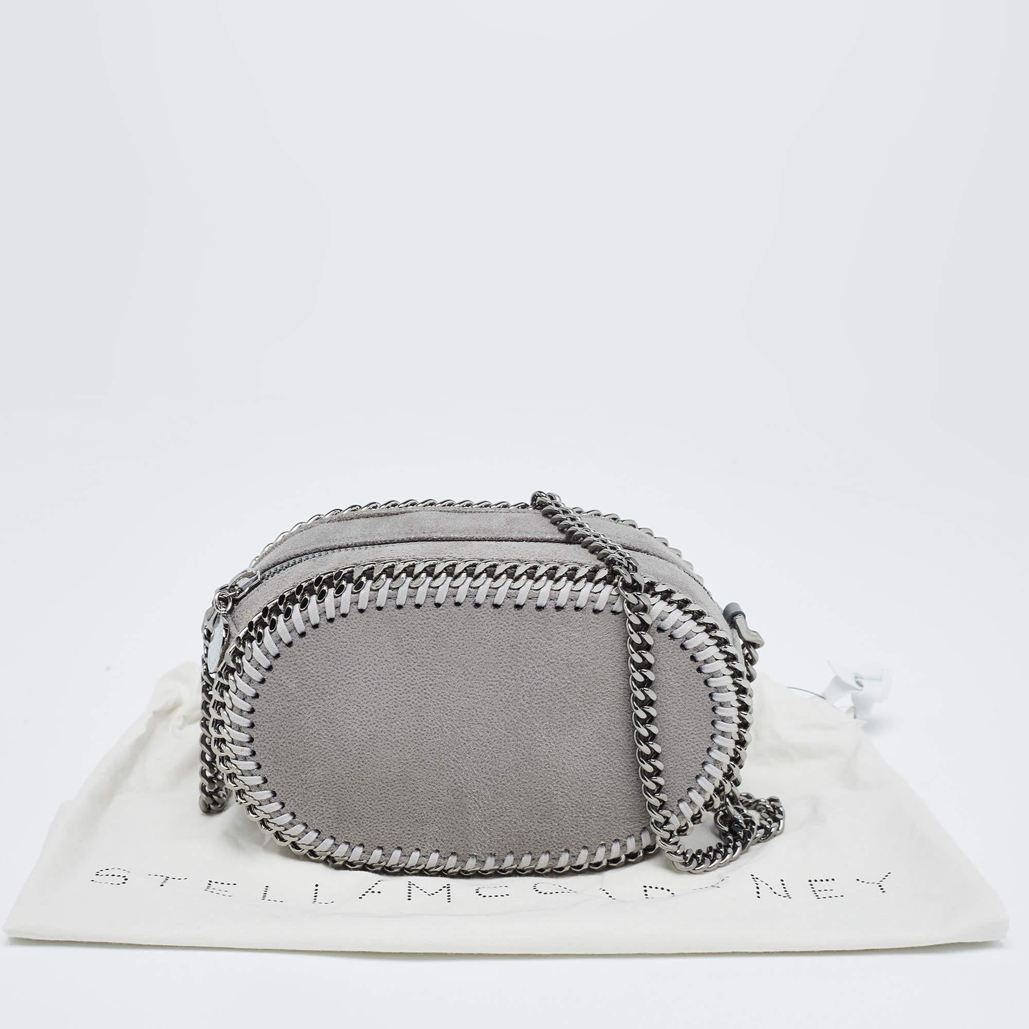 Women's Stella McCartney Grey Faux Suede Oval Falabella Crossbody Bag