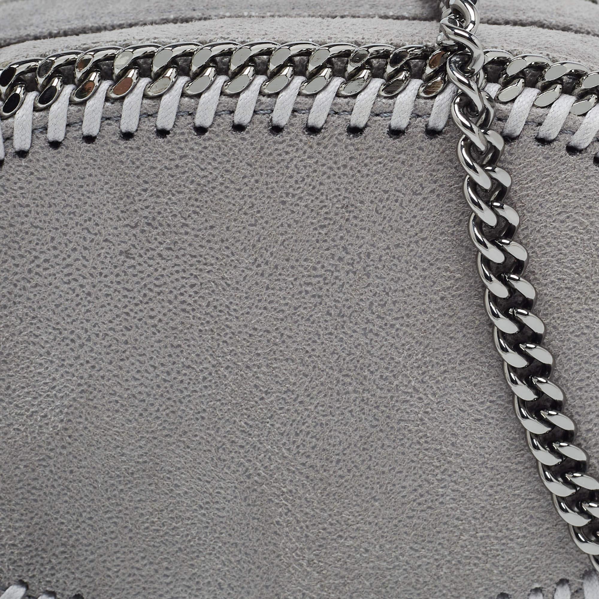 Stella McCartney Grey Faux Suede Oval Falabella Crossbody Bag 1