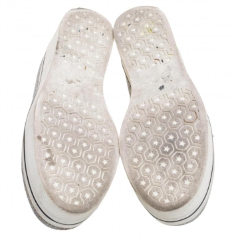 Stella McCartney Grey Glitter Platform Sneakers Size 35 For Sale 1
