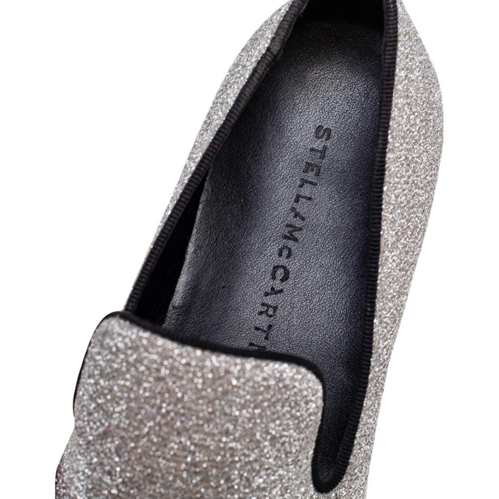 Stella McCartney Grey Glitter Platform Sneakers Size 35 2